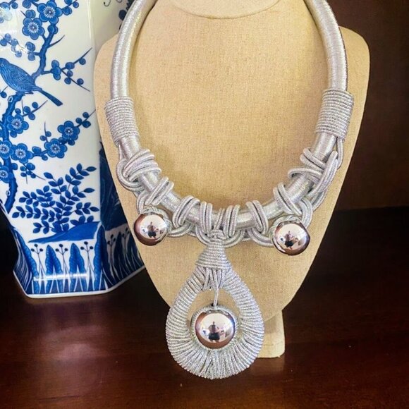 Jennifer & Co. Silver Tribal Ethnic Necklace With Bold Metallic Beads - Picture 3 of 6